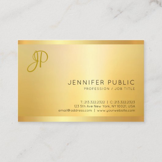Faux Gold Modern Minimalistisch Monogram Professio Visitekaartje (Achterkant)