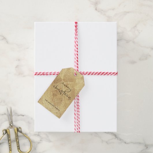 Faux Gold Modern Minimalistisch Vrolijk Kerstfeest Cadeaulabel (Met Touw)