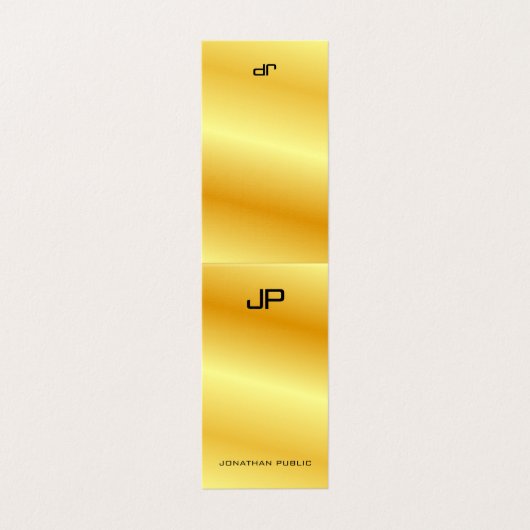 Faux Gold Modern Monogram Elegant Sjabloon Luxe Visitekaartje (Buitenkant ongevouwen)