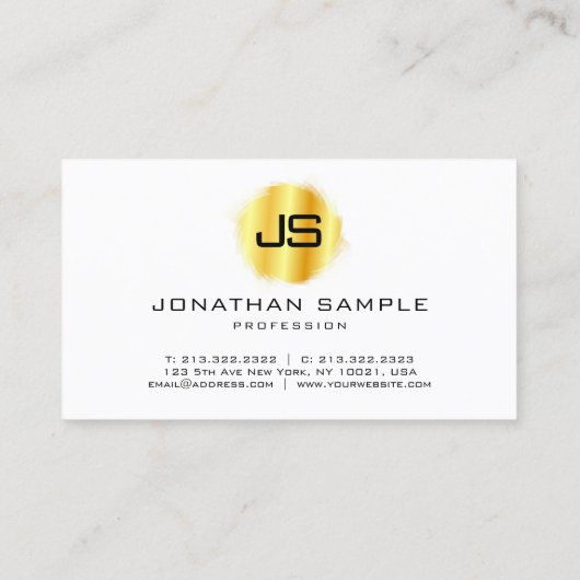 Faux Gold Modern Monogram Professional Elegant Visitekaartje (Achterkant)