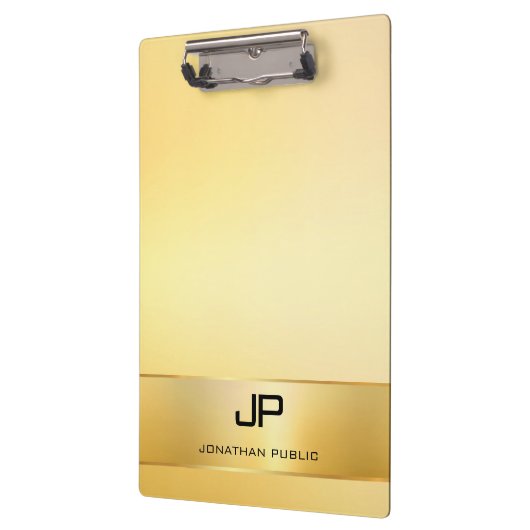 Faux Gold Modern Monogram Sjabloon Elegant Klembord (Links)