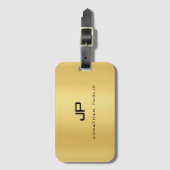 Faux Gold Modern Monogram Sjabloon Glamor Bagagelabel (Voorkant (verticaal))