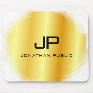 Faux Gold Modern Monogrammed Elegant Sjabloon Muismat