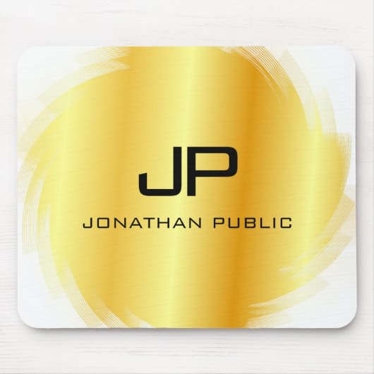 Faux Gold Modern Monogrammed Elegant Sjabloon Muismat (Voorkant)