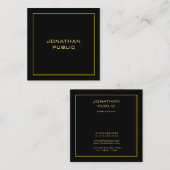 Faux Gold Modern persoonlijke zwarte Sjabloon Vierkante Visitekaartje (Voorkant / Achterkant)