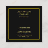 Faux Gold Modern persoonlijke zwarte Sjabloon Vierkante Visitekaartje (Achterkant)