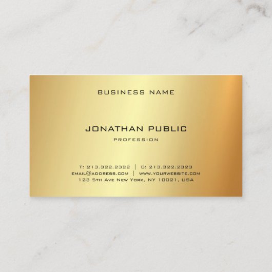 Faux Gold Modern Professional Monogram Elegant Visitekaartje (Achterkant)