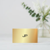 Faux Gold Modern Professional Monogram Elegant Visitekaartje (Staand voorkant)