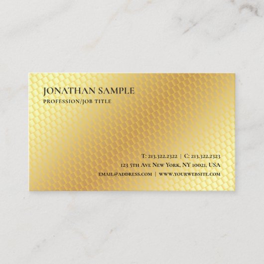 Faux Gold Modern Professional Simple Sjabloon Visitekaartje (Voorkant)
