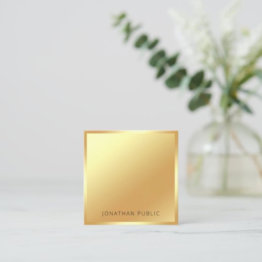 Faux Gold Modern Professionele Glamoureuze Sjabloo Vierkante Visitekaartje (Staand voorkant)