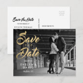 Faux Gold Modern Save the Date Briefkaarten (Voorkant / Achterkant)