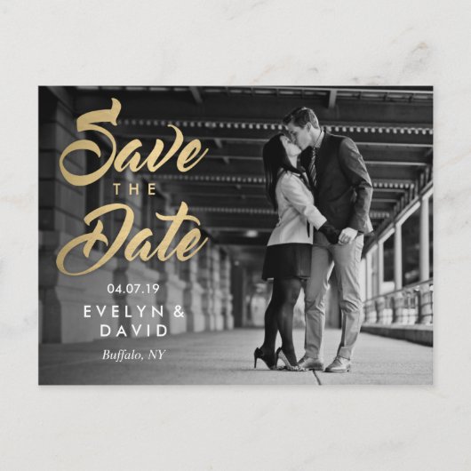 Faux Gold Modern Save the Date Briefkaarten (Voorkant)