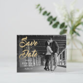 Faux Gold Modern Save the Date Briefkaarten (Staand voorkant)