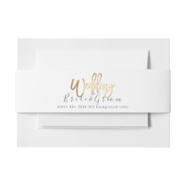 Faux Gold Modern Script Bruiloft Uitnodigingen Wikkel