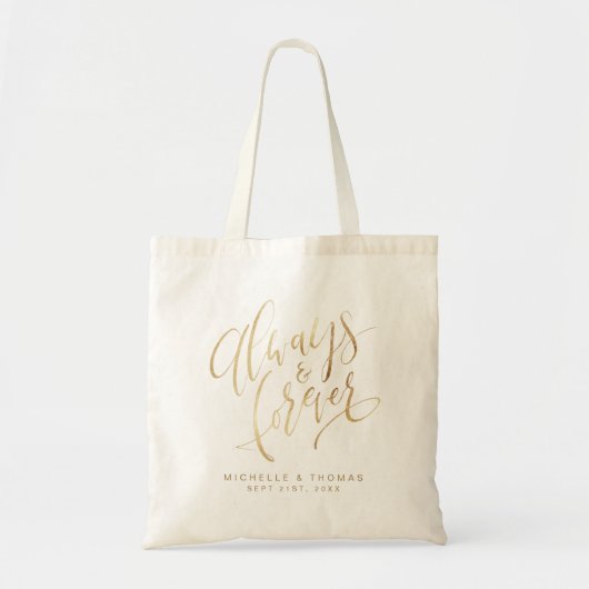 Faux Gold Modern Simple Altijd en altijd script Tote Bag (Voorkant)