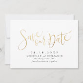 Faux Gold Modern Simple Script Save the Date (Voorkant)