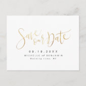 Faux Gold Modern Simple Script Save the Date Aankondigingskaart (Voorkant)