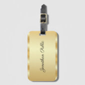Faux Gold Modern Sjabloon Typografie Script Naam Bagagelabel (Voorkant (verticaal))