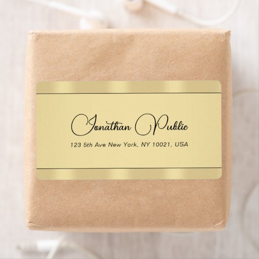 Faux Gold Modern Typografie Verzendadres Etiket (Insitu)