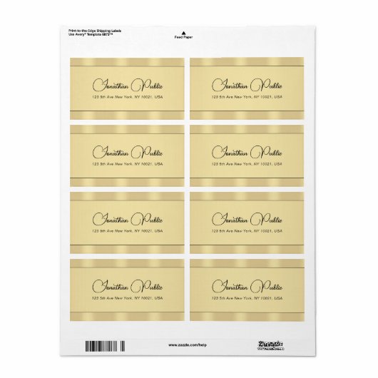 Faux Gold Modern Typografie Verzendadres Etiket (Full Sheet)