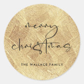 Faux Gold Modern Vrolijk Kerstfeest Ronde Sticker (Voorkant)