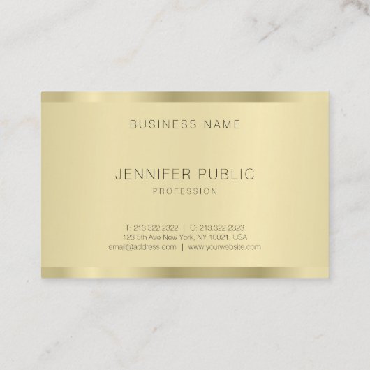 Faux Gold Moderne minimalistische Sjabloon Elegant Visitekaartje (Achterkant)