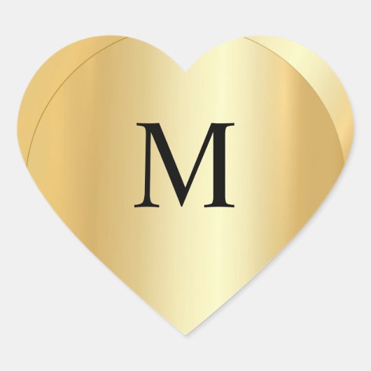 Faux Gold Monogram Custom Elegante Sjabloon Hart Sticker (Voorkant)