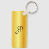 Faux Gold Monogram Elegant Moderne Sjabloon Sleutelhanger (Achterkant)