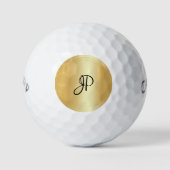 Faux Gold Monogram Elegant Name Sjabloon Golfballen (Voorkant)