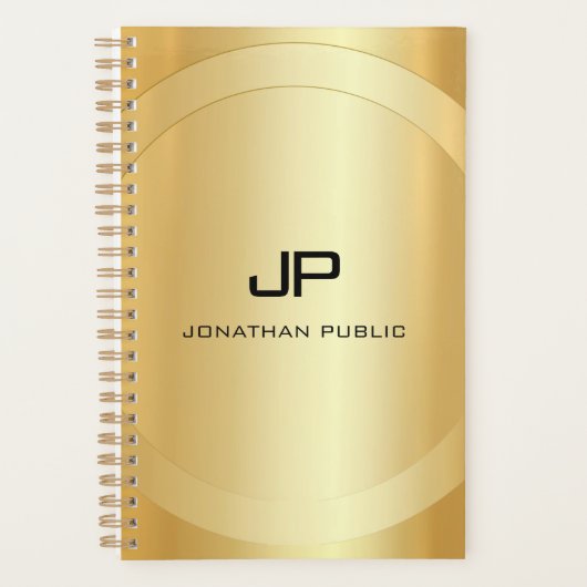 Faux Gold Monogram Glamor Persoonlijke Sjabloon Planner (Voorkant)