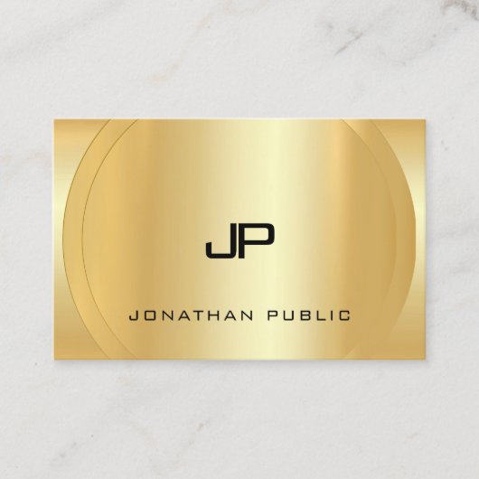 Faux Gold Monogram Glamoureus Moderne Luxurie Visitekaartje (Voorkant)