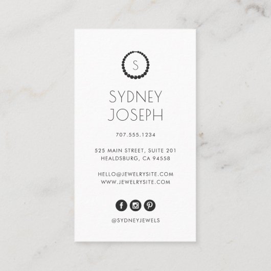 Faux Gold Monogram Ketting Logo | Juwelen Visitekaartje (Achterkant)