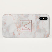 Faux Gold Monogram op roze marmeren steen Case-Mate iPhone Case (Achterkant (horizontaal))