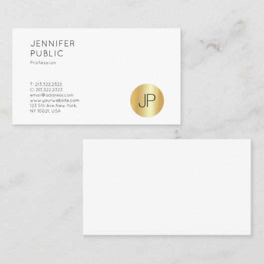 Faux Gold Monogram Sjabloon Elegant Professional Visitekaartje (Voorkant / Achterkant)