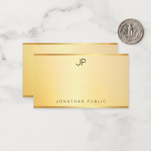 Faux Gold Monogram Sjabloon Modern Minimalist (Voorkant / Achterkant in situ)