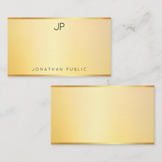 Faux Gold Monogram Sjabloon Modern Minimalist (Voorkant / Achterkant)