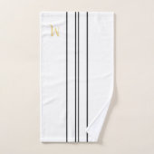 Faux Gold Monogrammed Black Racing Stripes Wit Bad Handdoek (Handdoek)