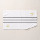 Faux Gold Monogrammed Black Racing Stripes Wit Bad Handdoek (Handdoek)