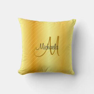 Faux Gold Monogrammed Elegant Modern Sjabloon Kussen