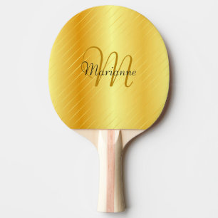 Faux Gold Monogrammed Elegant Modern Sjabloon Tafeltennisbatje