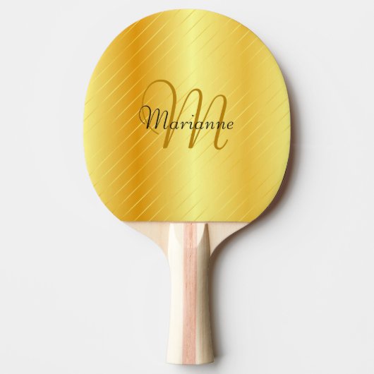 Faux Gold Monogrammed Elegant Modern Sjabloon Tafeltennisbatje (Voorkant)