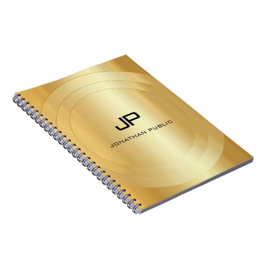 Faux Gold Monogrammed Glamor Sjabloon Elegant Notitieboek (Rechterzijde)