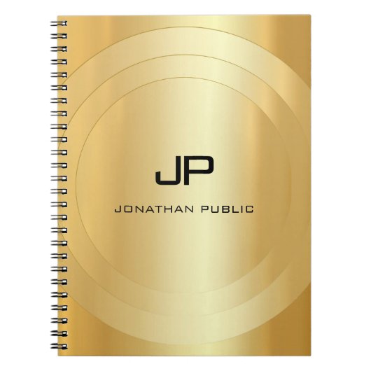 Faux Gold Monogrammed Glamor Sjabloon Elegant Notitieboek (Voorkant)