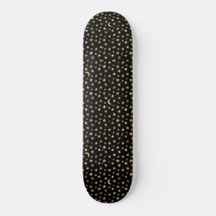 Faux Gold Moon en sterren op zwart Persoonlijk Skateboard