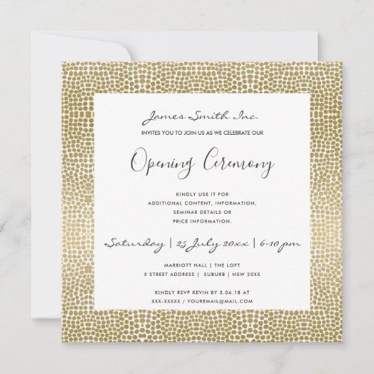 FAUX GOLD MOSAIC STIPPEN GRAND OPENING CEREMONY KAART (Voorkant)