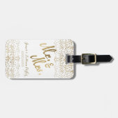 Faux Gold Mr en Mrs Monogram Wedding Bagagelabel (Voorkant horizontaal)