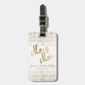Faux Gold Mr en Mrs Monogram Wedding Bagagelabel (Voorkant verticaal)