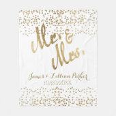 Faux Gold Mr en Mrs Monogram Wedding Fleece Deken (Voorkant)