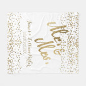 Faux Gold Mr en Mrs Monogram Wedding Fleece Deken (Voorkant (Horizontaal))
