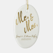 Faux Gold Mr en Mrs Monogram Wedding Keramisch Ornament (Rechts)